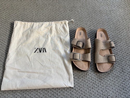 Zara beige double buckle suede - zara,