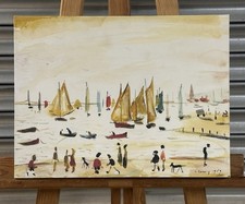 L.S Lowry Yachts Painting Canvas Print Wall Art Picture Home Decor