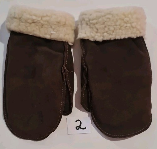 Ladies brown sheepskin mittens - ladies,