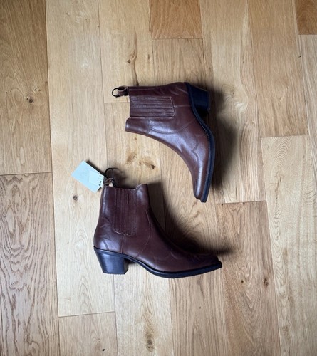 Zara brown leather embroidered - leather,