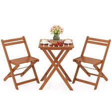 3 PCS Outdoor Wood Bistro Set