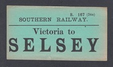 Train Luggage Label SR Southern Railway Victoria to Selsey