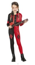 Girls Harley Quinn Costume Halloween Superhero Villain Fancy Dress Party Outfit
