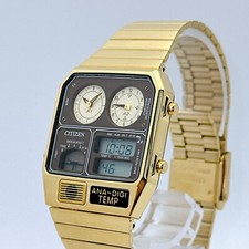 Citizen Ana-digi Temp JG2103-72X Gold Analog Digital Watch Reprint Japan Retro