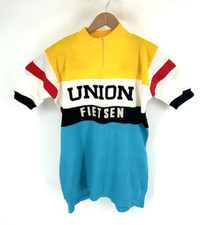 1970s Wool cycling Top Polo T shirt Bicycle Racing Mod Mens Small