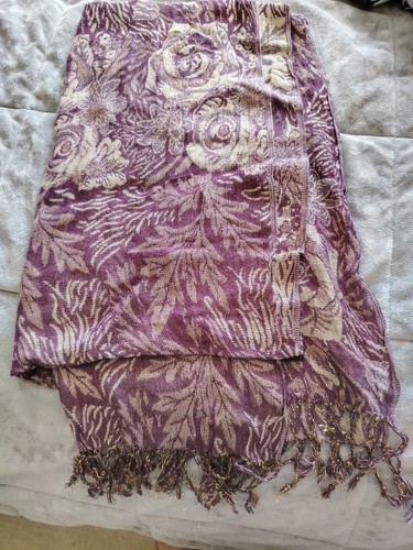 Metallic purple gold scarf - purple,