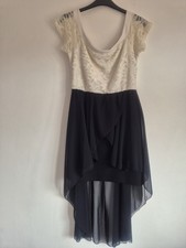 Quiz Dip Hem Dress  Vgc Size 16 Cream And Black