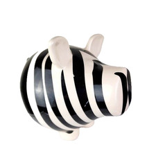 Salt & Pepper Large Zebra Oink Ceramic Piggy Bank