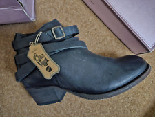 "H by HUDSON" BLACK SOFT STRONG CALF LEATHER ANKLE BOOTS  -STYLE HORRIGAN- 3UK