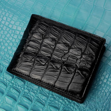 Crocodile Black Leather Bifold
