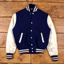 Vintage Empire Varsity Jacket M 70s Bomber Embroidered Blue
