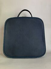 Vintage 1960s Vinyl Blue Travel Overnight Train Vanity Case With Paper Lining