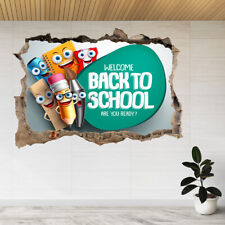 Back To School Stationary Banner 3d Smashed View Wall Sticker Poster Decal A963