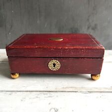 Antique Georgian Red Leather Sewing Box Part Fitted C 1810