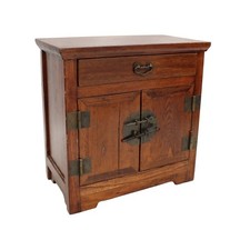 CHINESE Pine Cabinet With Drawer & Brass Hardware 40cm - H55