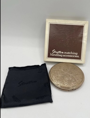 Vintage stratton compact - vintage, brass