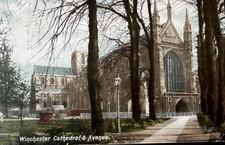 1904 Winchester Cathedral & Avenue, Vintage Colour Image Picture Postcard