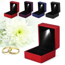 Black LED Light Ring Box Earrings Case Jewelry Ring Box Engagement Ring Box