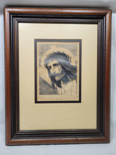 Jesus Christ Drawing I Love You Framed & Mounted J Roggeman  Glazed Rare Prop