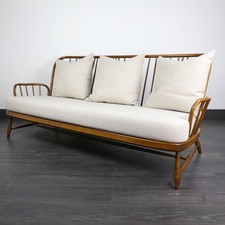 Refurbished Ercol 766 Jubilee 3 seater in Beige Romo Linen Blend Fabric