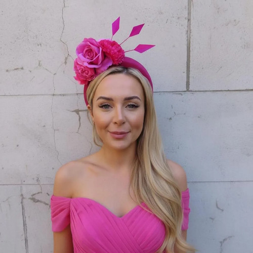 Pink rose flower fascinator - rose,
