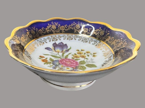 Limoges cobalt blue floral
