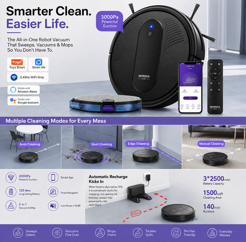 Monsga robot vacuum cleaner - monsga,