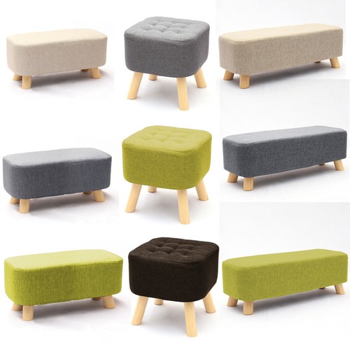 Luxury padded wooden footstool - luxury,