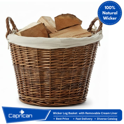 Wicker log basket - wicker, with
