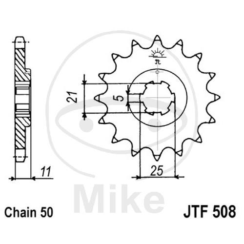 Pinion tooth pitch 530 - tooth, for