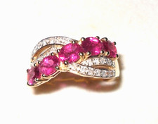 1.4 ct African Rubellite and Diamond  Ring- 9ct  Gold- size- Q (QVC )
