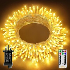 10m 100 LED Fairy Lights Mains Powered Outdoor Waterproof with Remote Warm White