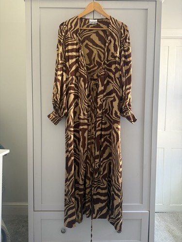 Ganni brown animal - print, maxi