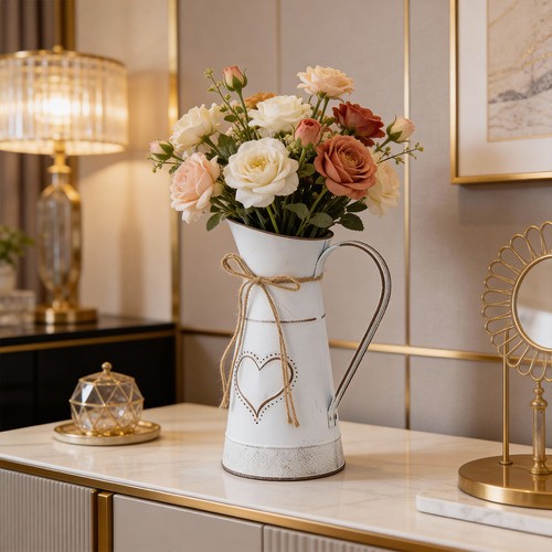 Rustic white decorative vase - rustic,