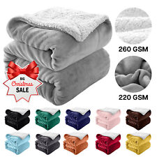 Sherpa Fleece Blanket Soft Warm Faux Fur Large Sofa Throw Bed Double King Sizes