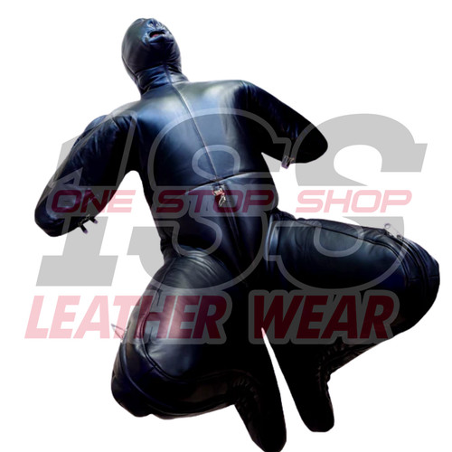 Leather bondage catsuit - leather,