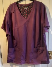 Koi Basics Size 2X Approx Size 20 Purple Scrub Top Nurse Carer Top Uniform