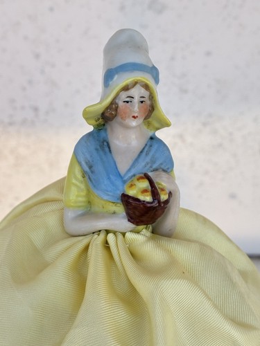 Vintage porcelain pin - porcelain, cushion