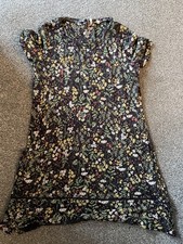 Fat Face Black Floral Short A-line Dress Short Sleeve Pockets UK 12