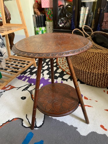 Antique oak side table hand