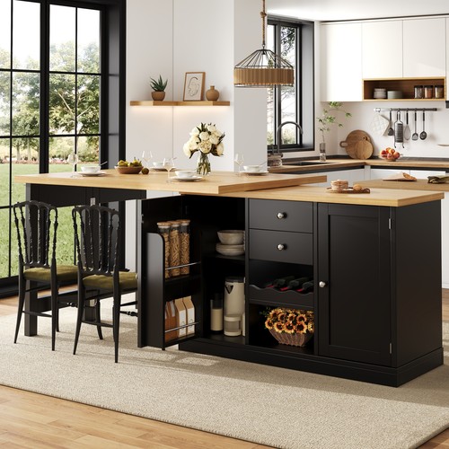 Black extendable sideboard - black,