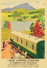 VINTAGE Railway POSTER Camping
