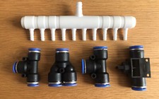 8mm Airline 10 Way Manifold Shut Off Tap T Connector Bundle(Koi Pond Tank Pump)