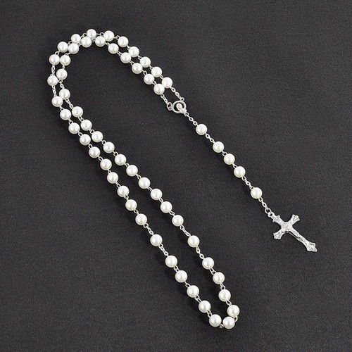 White rosary beads - white, religious