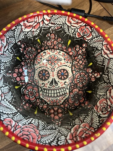 Sugar skull ceramic hand - ceramic,