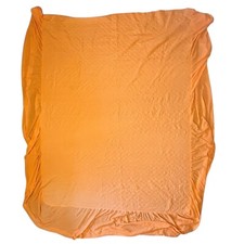 Vintage Spinney Orange Quited Bedspread with Ruffle Skirt Retro Bed Cover 245cm