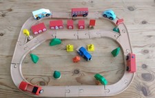 Wooden Train Track With Road Track On Reverse Accessories Vehicles Signage Ect. 