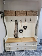 Oak Timber Coat And Shoe Stand in antique cream Exc Condition rrp £1200