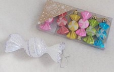 Christmas Tree Hanging Decorations - Sweets - Set of 6 Multicoloured + 1 Glitter