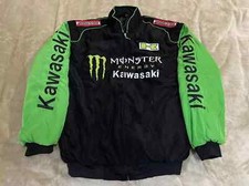Unisex Adults F1 Team Racing Kawasaki Jacket Embroidery Cotton Padded Green